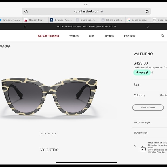VALENTINO LADIES SUNGLASSES - Picture 9 of 11